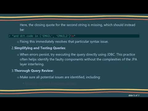 Resolving Syntax Error in SQL Statement with JPA Queries in Spring MVC