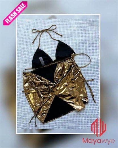 Tied Halter Neck Three-Piece Bikini Set