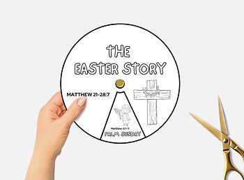 The Easter Story Bible Lesson Spinning Wheel, Holy Week Sunday School Craft