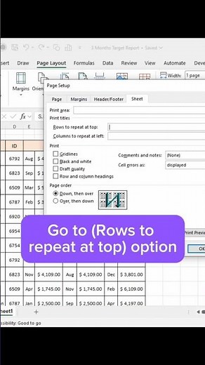 How to add or repeat top row in every page