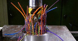 crushing colourful crayons in a hydraulic press is quite wonderful