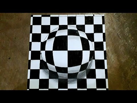 3D ball on chess board || amazing 3D optical illusion step by step #drawing #art #3D_illusion