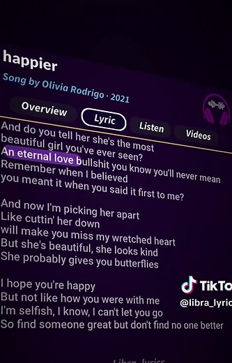 Happier — Olivia Rodrigo Lyrics Video