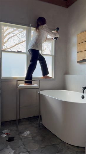 Roman shade bathroom install