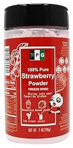 NPG Freeze Dried Strawberry Powder 7 Oz, Pure Strawberries Fruit Powder for Food Flavoring & Coloring, Smoothie, Beverage, Cake, Puree, Boba Tea, Acai Bowls, No Added Sugar, No Preservatives