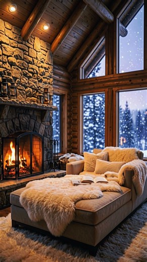 Cozy Cabin Fireplace ASMR ❄️ Silence & Snow #asmr #relaxing #fireplace