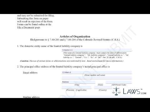 Articles of Organization LLC Sample