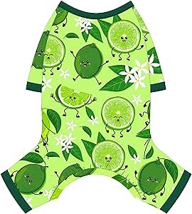 Dog Pajamas Pjs Spring Summer Dog Clothes for Small Dogs Girl Boy, Soft Stretchy Tiny Chihuahua Yorkie Puppy Clothes Doggie Onesies Cat Pet Jammies Outfit, Lemon, M