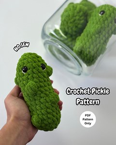 Crochet Pickle Plushie Pattern Beginner Friendly NO SEW Amigurumi Pickle (PDF Download) - Etsy