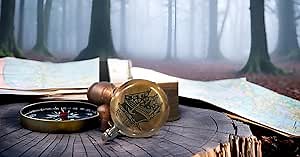 Brass Push Open Compass Steampunk Accessory Antiquated Finish Beautiful Handmade Gift Directional Pocket Compass Nautical Navigational Compass