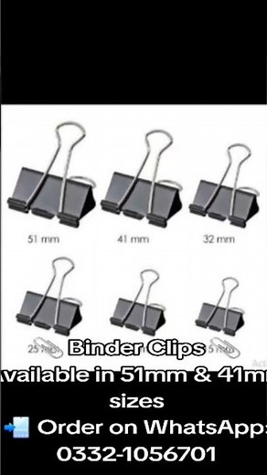 Binder Clips Pack of 12.Available in 51mm & 41mm sizes –perfect for organizing your important papers