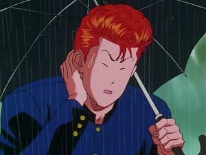 桜木花道 雨の日 登校 制服 学ラン スラムダンクSLAMDUNK 湘北バスケ部 草尾毅 漫画 健全ヤンキー 不良 Hanamichi Sakuragi 湘南平成漫画 赤いリーゼントキャラ アニメ日常