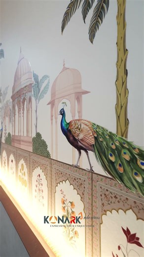 This elegantly designed bedroom by Konark Interiors seamlessly blends traditional Indian