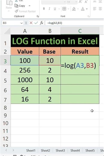 LOG Function formula in excel. #excel