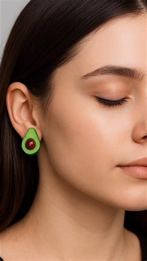 How to Make Clay Avocado Earrings | Cute Polymer Clay Jewelry #avacado #earing #shorts