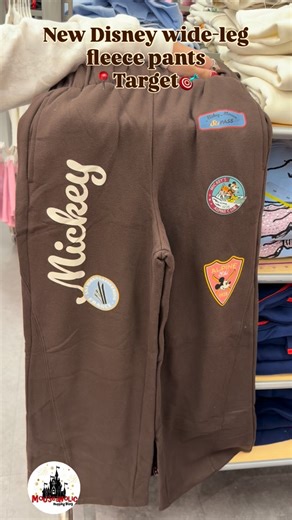🤎🎿⛷️New Mickey Alpine Ski wide-leg fleece pants. Now at Target🎯 ⛷️🎿These are so cute and cozy, perfect for Winter and super trendy wide leg. It says Mickey and a few Mickey Alpine ski patch line appliqué #disneymerch | #mickeymouse | #disneystyle | #target | #wideleg | Mouseaholic Shopping Blog