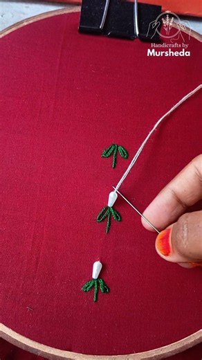 Easy flower design with beads,needles & threads #trendingreels #learning #handstitch #embroidery