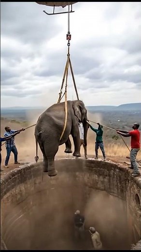 Helicopter Saves Trapped Elephant From Deep Well