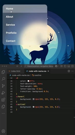 CSS Glassmorphism Expanding Nav Bar ✨ | Clip-Path Animation #css #cssanimation #csshovereffect