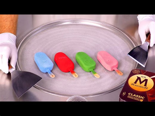 4 Color Magnum Ice Cream Rolls Satisfying Food Art (ASMR)