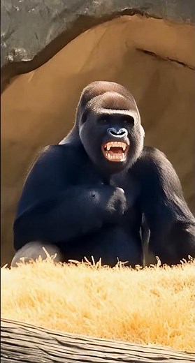 One Small Prank… Dad Gorilla LOST IT 😳🦍 #funny #babygorilla #gorillareaction #gorillaprank #zoolife