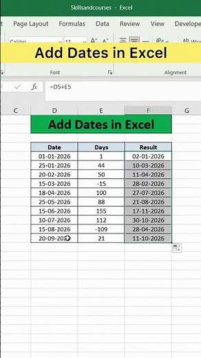 Add Dates in Excel | Advanced Excel Formula #1 #1000excelformula #excel #exceltutorial