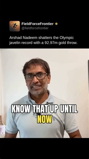 Arshad Nadeem shatters the Olympic javelin record with a 92.97m gold throw.