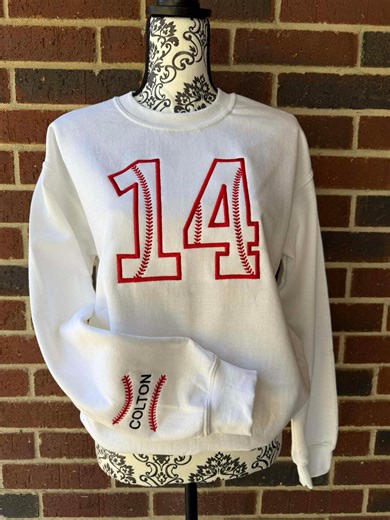 Custom Embroidered Baseball Softball Crewneck Sweatshirt, Team Sweatshirts, Game Day, Sports Mom Sweatshirt - Etsy