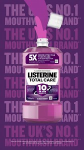 Listerine Total Care Mouthwash is 5X more effective than floss at reducing plaque* (*see video), powered by essential oils. | Listerine