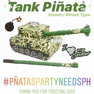Tank Piñata (Smash / Whack Type) #tankpiñata #tank Thank you for choosing us! 🙏🏻💕😊 ____________________ We offer personalized, unique, and hand-crafted piñatas, TIPSY PIÑATA, DIY PIÑATA, PIÑATA FILLERS and ready-made piñatas for all occasions! 🎉 ____________________ 🎀Lead time:At least 7 days / 1 week before date of delivery) 💕 🎀We accept RUSH orders! 🎀Pay thru BDO ____________________ FYI: 1. Packaging: All piñatas are packed neatly in clear bags. 2. All piñatas can carry 100 pcs. up t
