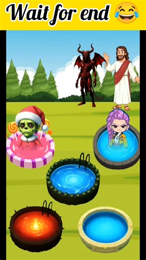 1.2K views · 14 reactions | Jesus vs Devil  | Who Falls Into the Poop Pool? 藍 Funny Cartoon Challenge _shorts _usa _animation | Chouhan saab | Facebook