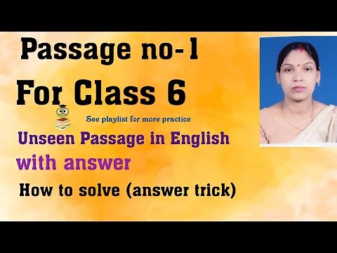 Unseen Passage For Class 6 With Answer