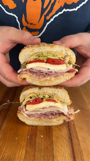 Mike Kubiesa on Instagram: "Another fire Saturday slapper sandwich! This one was loaded with spicy Calabrian aioli, shaved capicola, salami, roasted turkey, roasted peppers, shredded lettuce, shallots and mozzarella! You already know.. 🔥🔥 #sandwich #saturday #slapper #deli #meats #coldcuts #family #fire #weekend #winter"