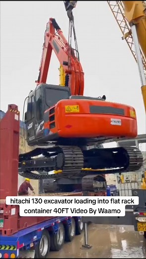 Hitachi 130 Excavator Loading into Flat Rack - Video By Waamo