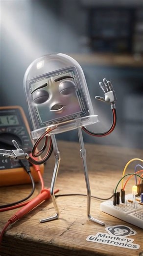 ¡Conoce al espía de la electricidad! 🕵️‍♂️⚡ Mientras el típico LED presume su brillo para llamar la atención, el Fotodiodo trabaja en silencio convirtiendo la luz en información pura. Sin este pequeño genio, lo automático se queda ciego: tus sensores y cámaras no servirían de nada. Etiqueta a ese compañero de laboratorio que siempre confunde el fotodiodo con un LED normal en la protoboard. 😂 ¡Síguenos en Monkey Electronics para más secretos y humor tecnológico animado! | Monkey Electronics