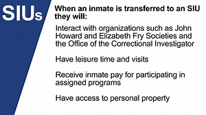 2.7K views · 42 reactions | When an inmate cannot be safely managed within a mainstream inmate population, they are transferred into a structured intervention unit and receive more structured and effective interventions that will address their specific needs and risks, with the goal of facilitating their reintegration into a mainstream inmate population as soon as possible. | Correctional Service of Canada | Facebook