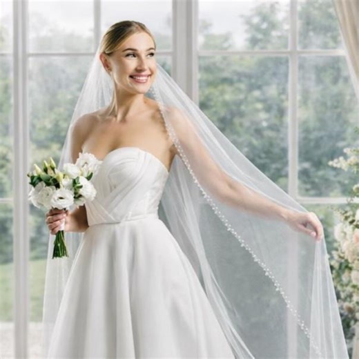 Beaded Wedding Veil With Rhinestone Edge - Crystal Bridal Veil, Sparkly Elegant Tulle for Bride - Etsy