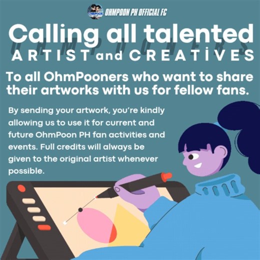 Calling all talented artists and creatives 🎨✨In preparation for the upcoming fan fest event here in the Philippines 🇵🇭, we are looking for fan artworks that may be used as freebies and fan support materials for OhmPoon to share with fans attending the event 🥹💖Your artworks may be turned into stickers, tote bags, photocards, banners, and other special fan materials prepared for future fan events and activities ✨Upload your artworks here:🔗https://t.co/t5WePb3mn9🌟 Kindly name your file using