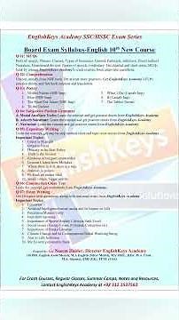 10th English Syllabus Chart EnglishKeys Academy