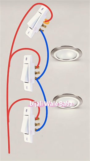 3 Switch 2 LED Light Wiring Connection -Easy Method #treending #electrician #connection#wiring