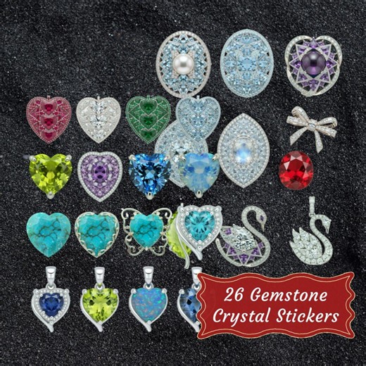 Realistic Gemstone Stickers Crystal Stickers | Sparkling Jewel Ephemera Fussy Cut (printable Digital) - Etsy