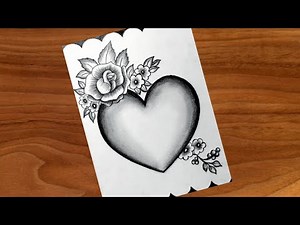 How To Make Greetings Card With Pencil Sketch || Valentine's Day Card Drawing || CreativityStudio.