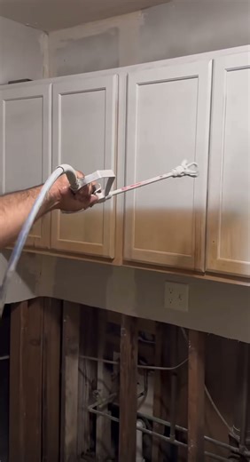 How to Perfect Spray Paint Finish on Kitchen Cabinet#shots