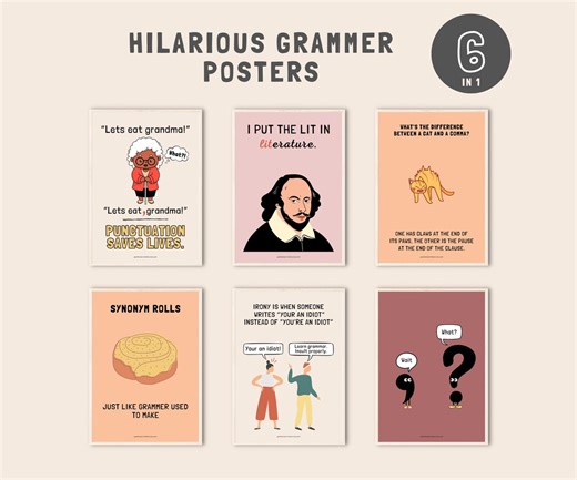 Funny English Classroom Posters (set of 6), Grammar Punctuation Poster Decor, English Language Arts Decor, Kids Educational Posters - Etsy Australia