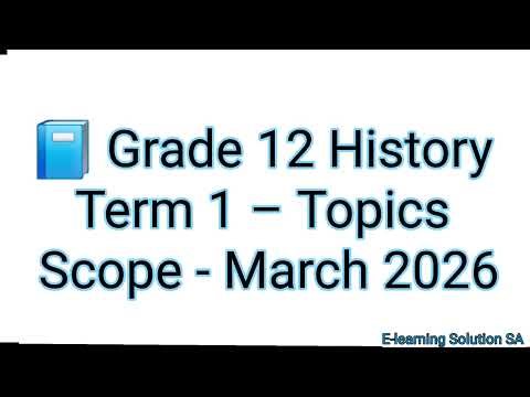 Grade 12 History Term 1 | All Topics For 2026 & Scope