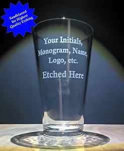Custom Etched Pint Glass: Personalized Logo, Image, or Text - Etsy