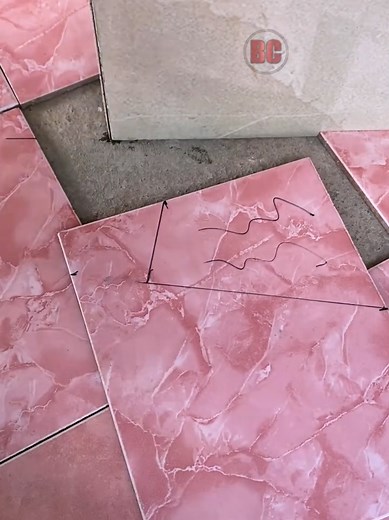 Diagonal Ceramic Tile Installation Hitting Wall Corner