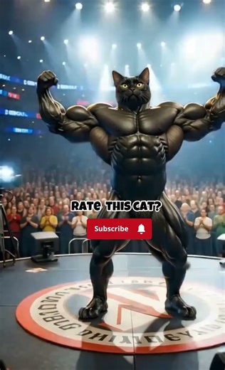 Muscular Black Cat Flexes on Mr. Olympia Stage! 🐾💪 #shorts