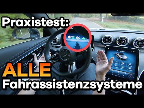 Mercedes ASSISTANCE SYSTEMS in the driving test: Distronic, cruise control, lane change & blind s...