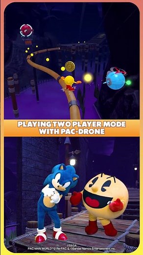 Playing 2-player couch co-op mode in PAC-MAN WORLD 2 Re-PAC with my best buddy Sonic!